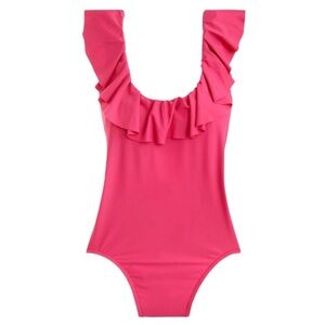 J. Crew 4 Pink Ruffle Scoopback One Piece Swimsuit